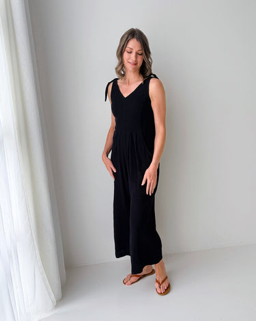 Apricot Tetra Jumpsuit in Black-160 Jumpsuits/ Rompers-Little Bird Boutique