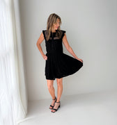 Dex Swiss Dot Mini Dress in Black