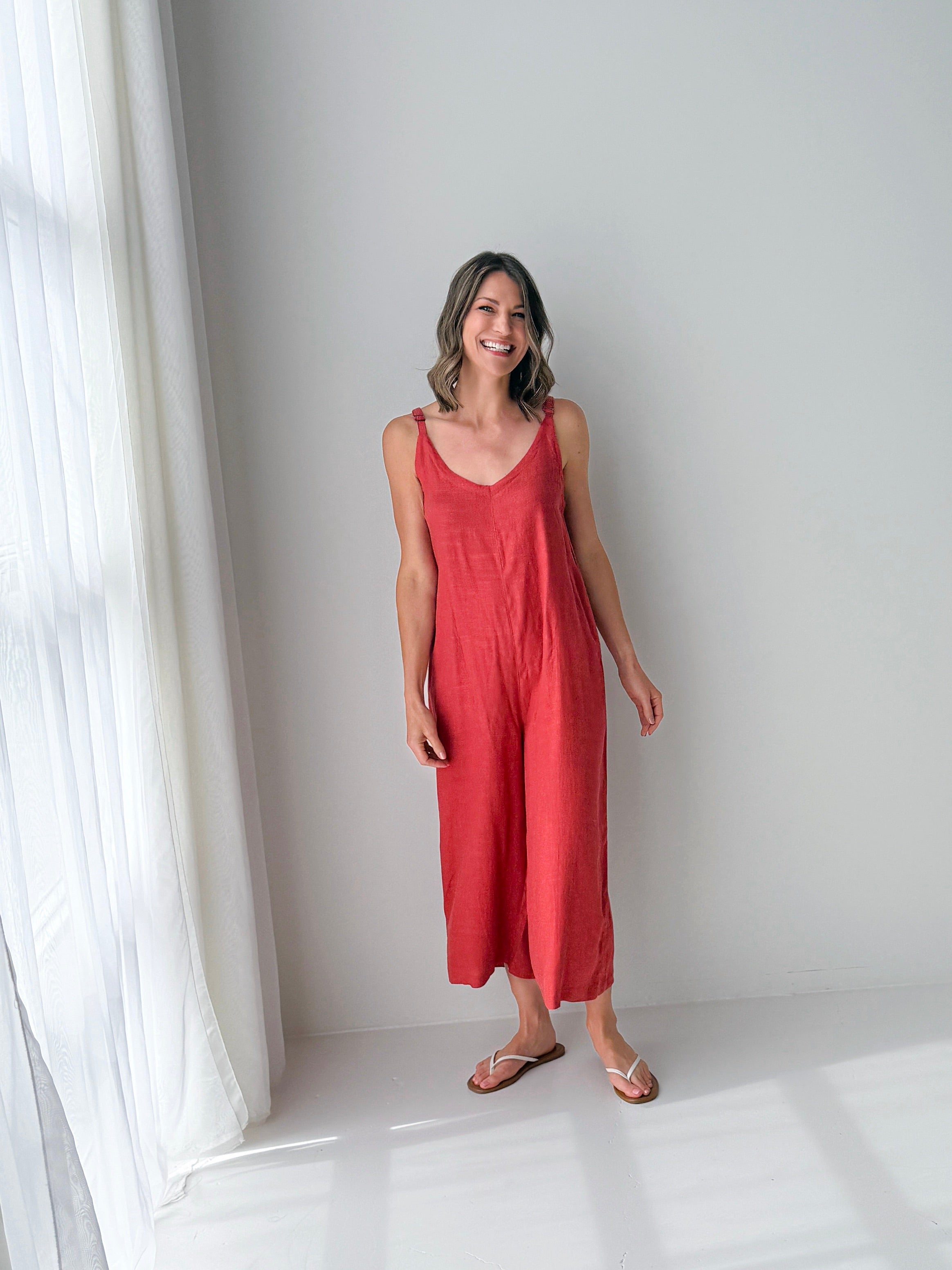 Etonia Jumpsuit in Brick-160 Jumpsuits/ Rompers-Little Bird Boutique