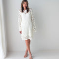 Apricot Crochet Bell Sleeve Shift Dress-151 Dresses - Short-Little Bird Boutique
