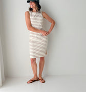 Thread and Supply Kendari Dress in Ivory and Rose Stripe