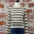 Apricot Mesh Knit Sweater in Stone and Black-132 - Sweaters S/S (Dec - May)-Little Bird Boutique