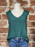 Sleeveless Polka Dot Top in Hunter Green-113 Woven Tops - Sleeveless-Little Bird Boutique