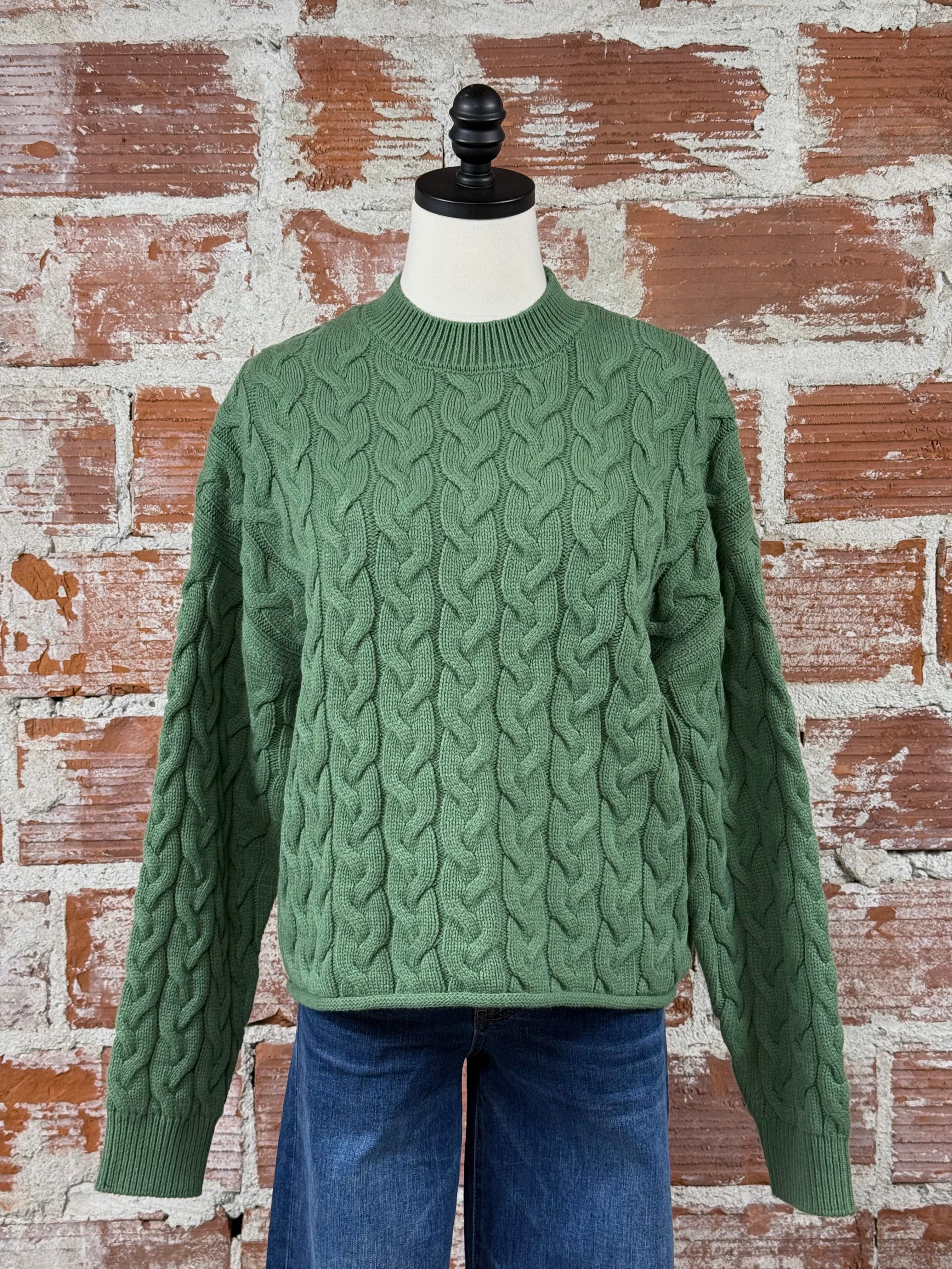 Apricot Vertical Cable Sweater in Green-131 - Sweaters F/W (June - Nov)-Little Bird Boutique