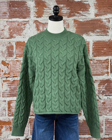 Apricot Vertical Cable Sweater in Green-131 - Sweaters F/W (June - Nov)-Little Bird Boutique