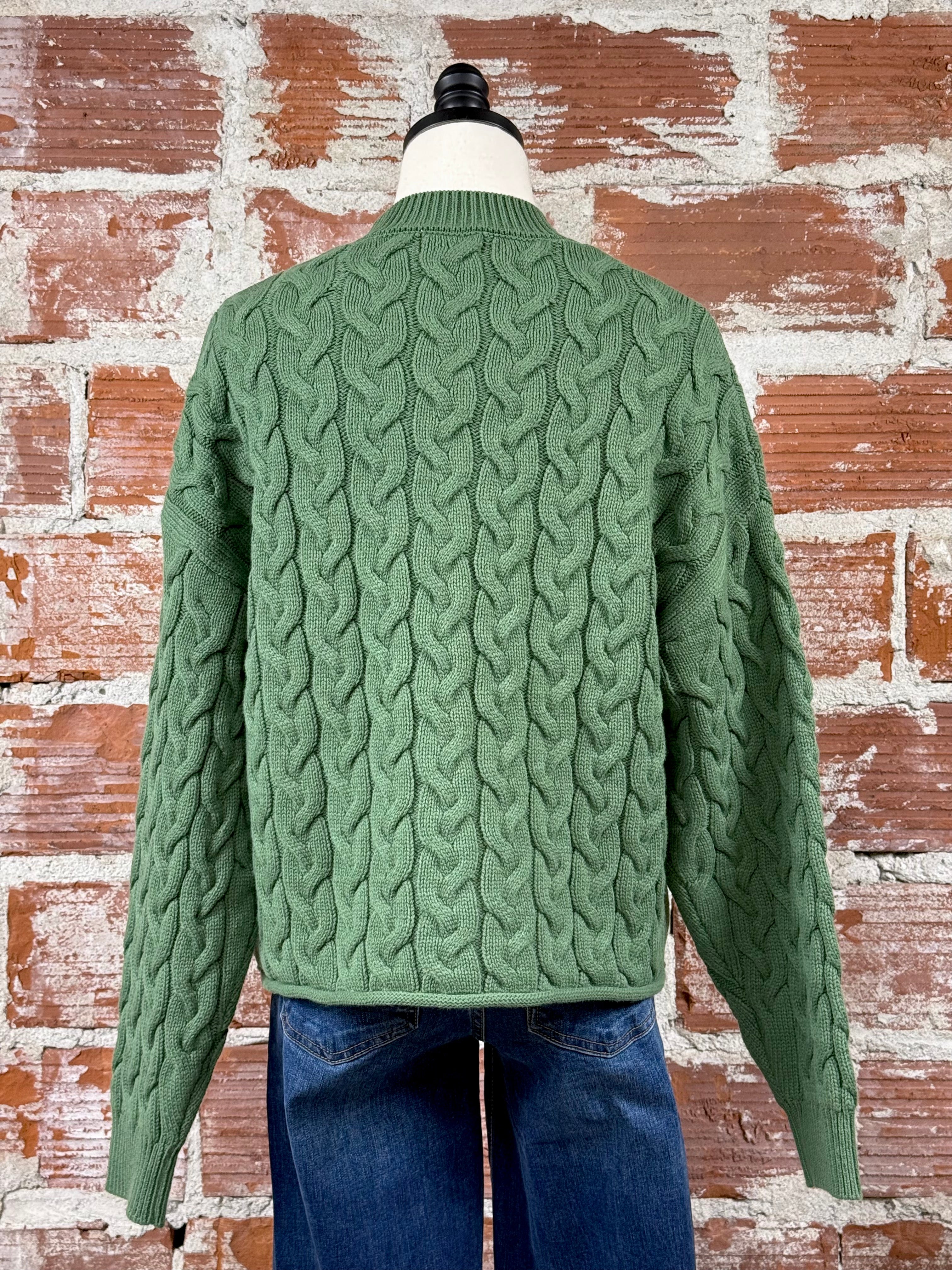 Apricot Vertical Cable Sweater in Green-131 - Sweaters F/W (June - Nov)-Little Bird Boutique