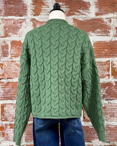 Apricot Vertical Cable Sweater in Green-131 - Sweaters F/W (June - Nov)-Little Bird Boutique