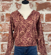 Jak & Rae Sangria Floral Top-111 - Woven Top F/W (June- Nov)-Little Bird Boutique