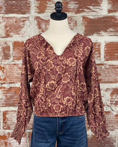 Jak & Rae Sangria Floral Top-111 - Woven Top F/W (June- Nov)-Little Bird Boutique
