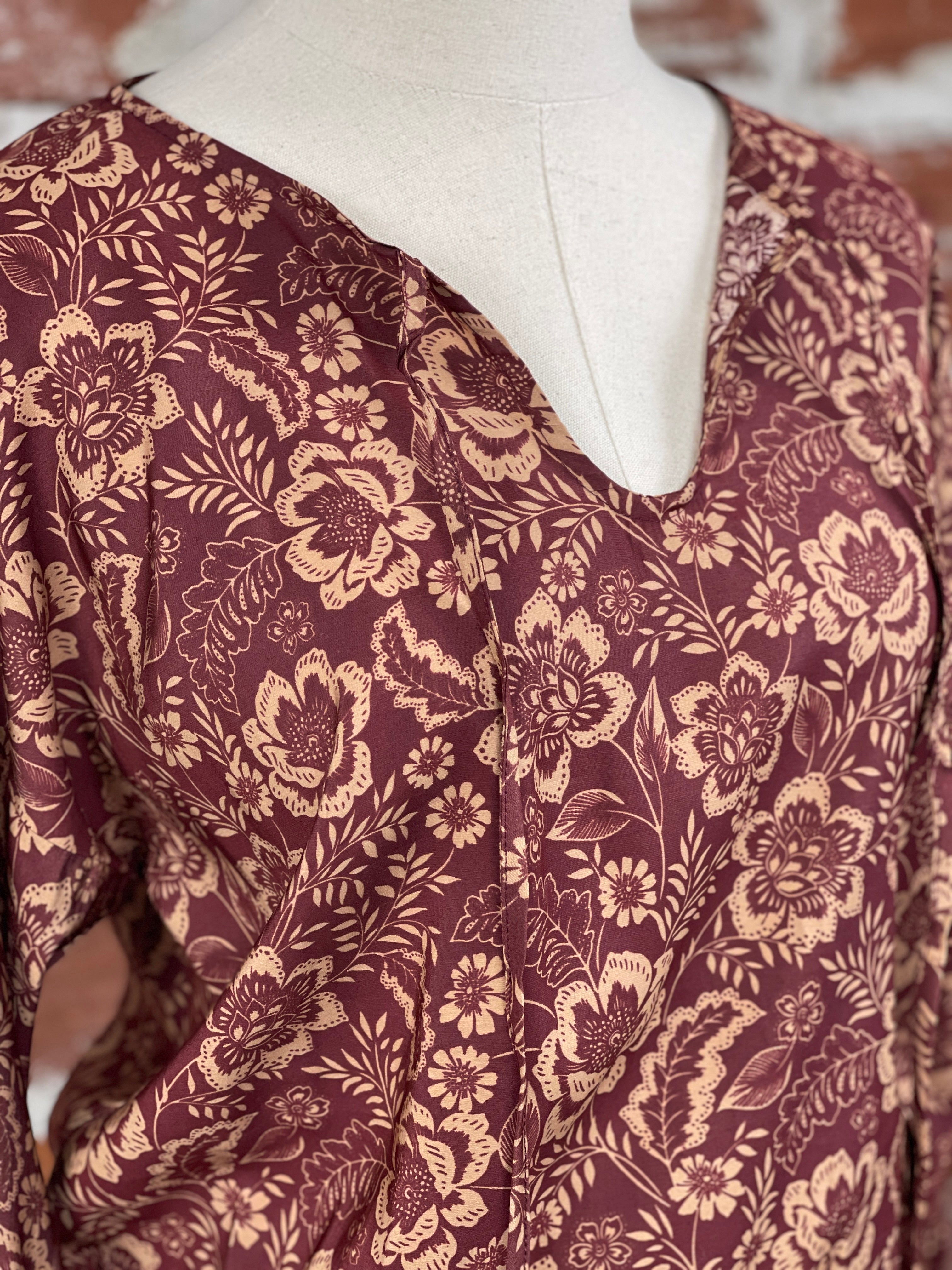 Jak & Rae Sangria Floral Top-111 - Woven Top F/W (June- Nov)-Little Bird Boutique