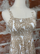 Dex Smocked Dress in Neutral Palm-152 Dresses - Long-Little Bird Boutique
