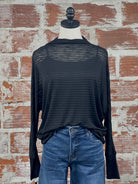 Sanctuary Sheer Stripe Top in Black-131 - Sweaters F/W (July - Dec)-Little Bird Boutique