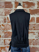 Liverpool Surplice Top with Self Tie in Black-112 - Woven Top S/S (Dec - May)-Little Bird Boutique