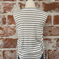 Harper Side Tie Top in Gray and Cream Stripe-122 - Jersey Tops S/S (Dec - May)-Little Bird Boutique