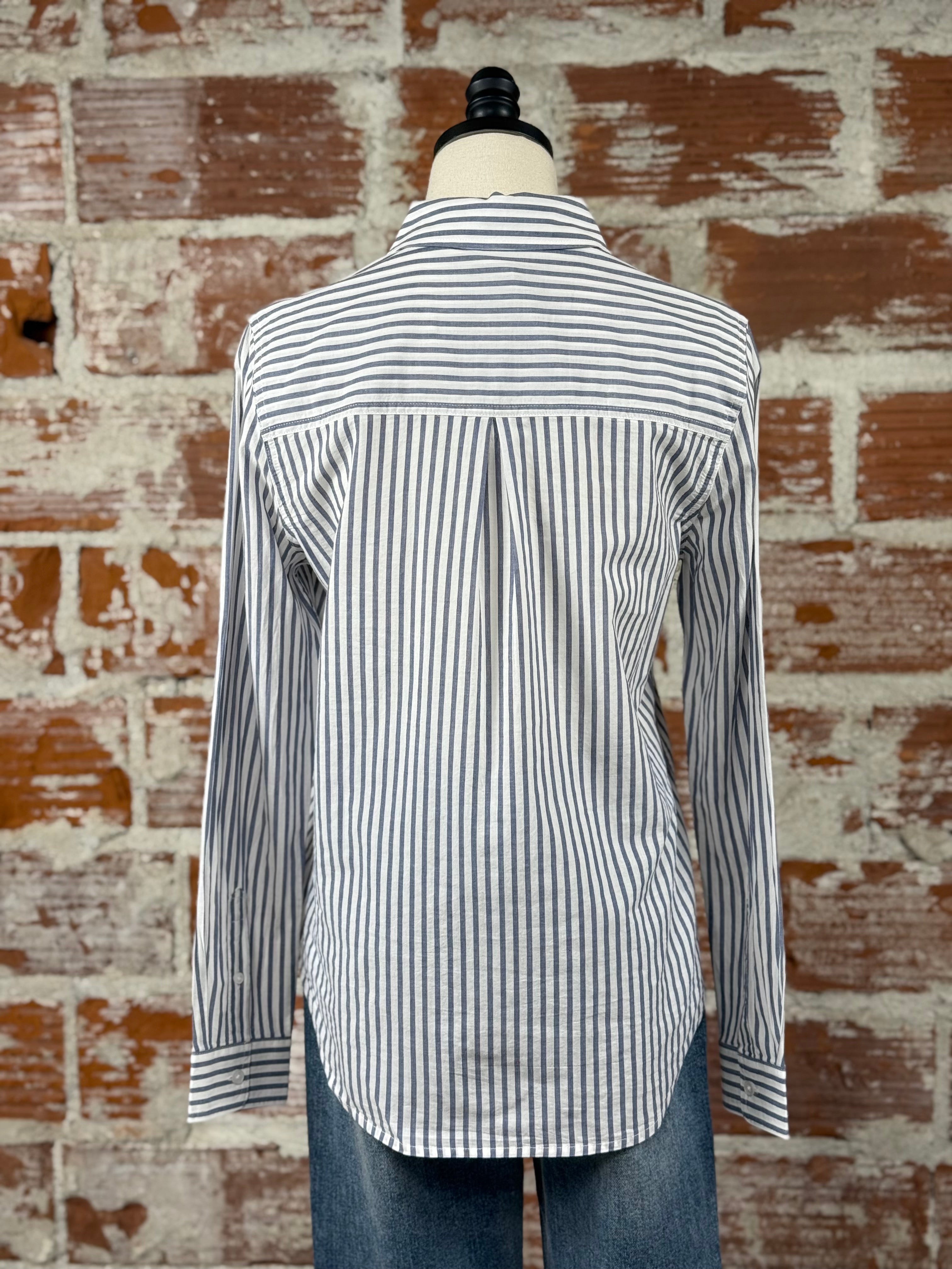 Flag and Anthem Crane Top in Navy and White-112 - Woven Top S/S (Dec - May)-Little Bird Boutique