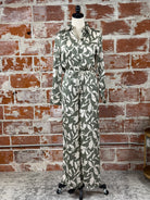 Dex Satin Blouse in Cream and Sage Floral-112 - Woven Top S/S (Dec - May)-Little Bird Boutique