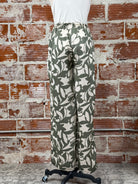Dex Satin Floral Pants in Cream and Sage Floral-220 Pants-Little Bird Boutique