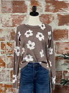 Sanctuary All Day Long Sweater in Cocoa Flower-131 - Sweaters F/W (June - Nov)-Little Bird Boutique