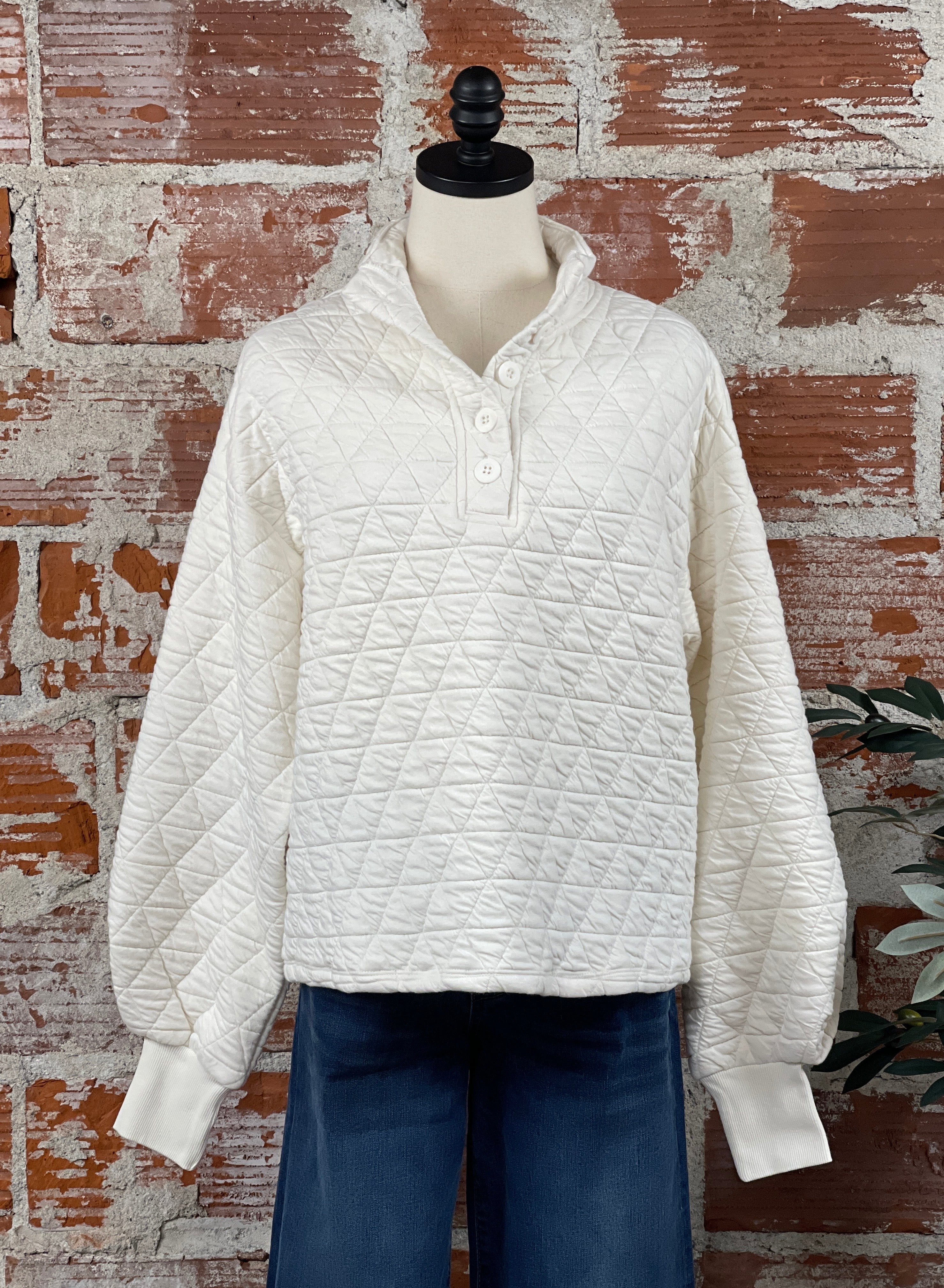 Sanctuary Quilted Popover in Chalk-142 Sweatshirts & Hoodies-Little Bird Boutique