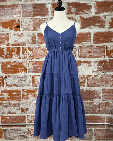 Flag and Anthem Daphne Dress in Blue Indigo-152 Dresses - Long-Little Bird Boutique