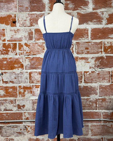 Flag and Anthem Daphne Dress in Blue Indigo-152 Dresses - Long-Little Bird Boutique