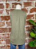 Veronica M. Cupro Surplice Top in Army Green-123 Jersey Tops - Sleeveless-Little Bird Boutique