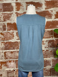 Veronica M. Cupro Surplice Top in Ant Blue-123 Jersey Tops - Sleeveless-Little Bird Boutique