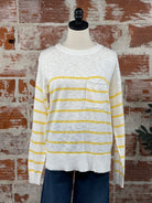 Jillian Sweater in Yellow Stripe-132 - Sweaters S/S (Dec - May)-Little Bird Boutique