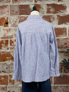 Ava Top in Blue Chambray Stripe-112 - Woven Top S/S (Dec - May)-Little Bird Boutique