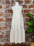 Midi Dress in Natural Stripe-152 Dresses - Long-Little Bird Boutique