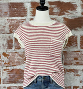 Thread and Supply Andie Sweater in Cream and Rose-132 - Sweaters S/S (Dec - May)-Little Bird Boutique