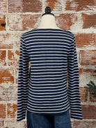 Liverpool Boatneck Top in Dark Navy Stripe-122 - Jersey Tops S/S (Dec - May)-Little Bird Boutique