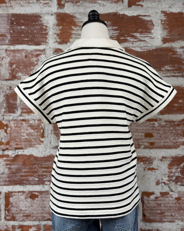 RESTOCK Thread and Supply Jenna Top in Ivory and Black Stripe-122 - Jersey Tops S/S (Dec - May)-Little Bird Boutique