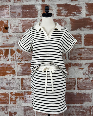 RESTOCK Thread and Supply Jenna Top in Ivory and Black Stripe-122 - Jersey Tops S/S (Dec - May)-Little Bird Boutique