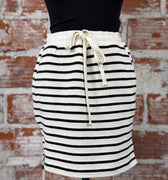 Thread and Supply Jenna Skirt in Black and Ivory Stripe-231 Skirts-Little Bird Boutique