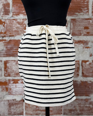 Thread and Supply Jenna Skirt in Black and Ivory Stripe-231 Skirts-Little Bird Boutique