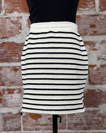 Thread and Supply Jenna Skirt in Black and Ivory Stripe-231 Skirts-Little Bird Boutique