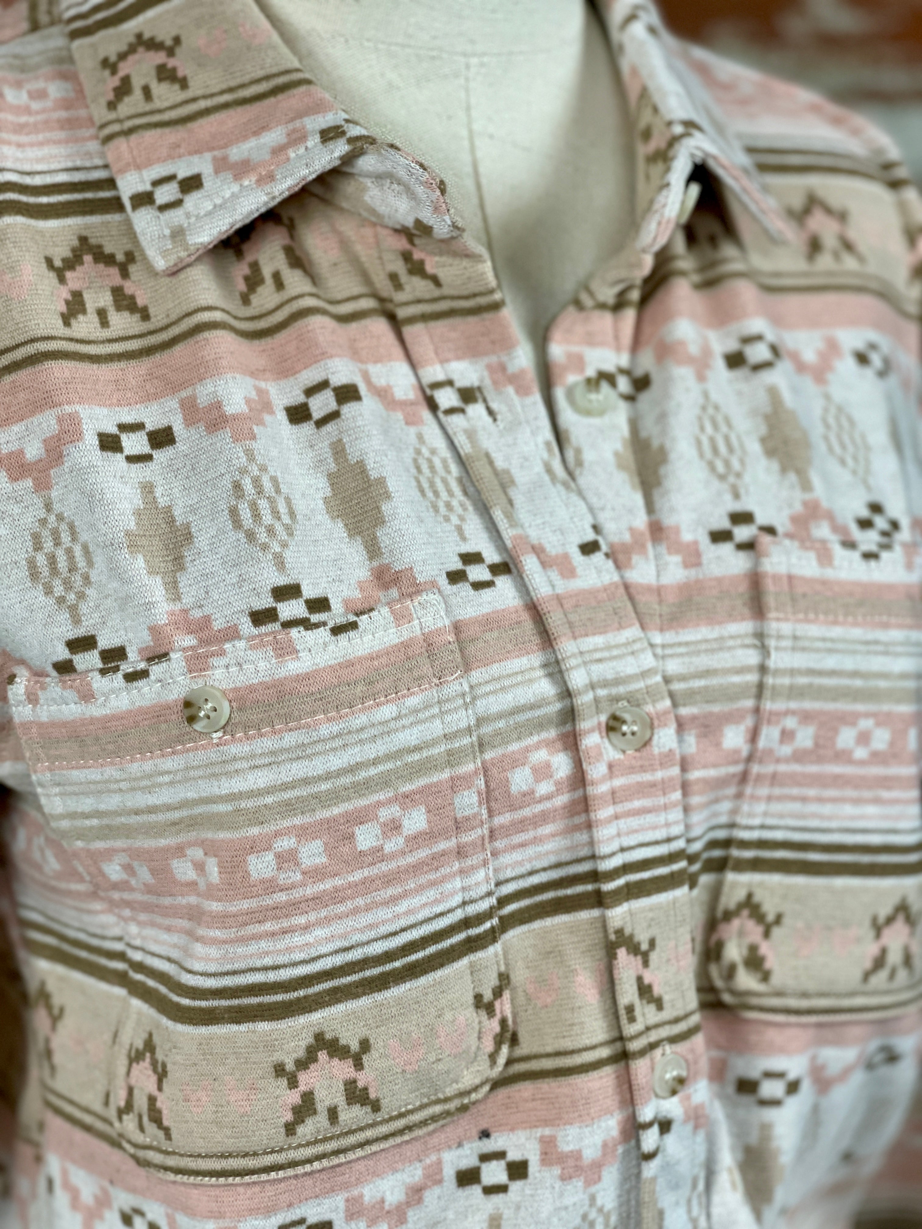 Thread and Supply Lewis Shirt in Rose Aztec-112 - Woven Top S/S (Dec - May)-Little Bird Boutique