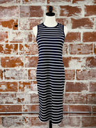 Thread and Supply Kendari Dress in Navy and White Stripe-152 Dresses - Long-Little Bird Boutique