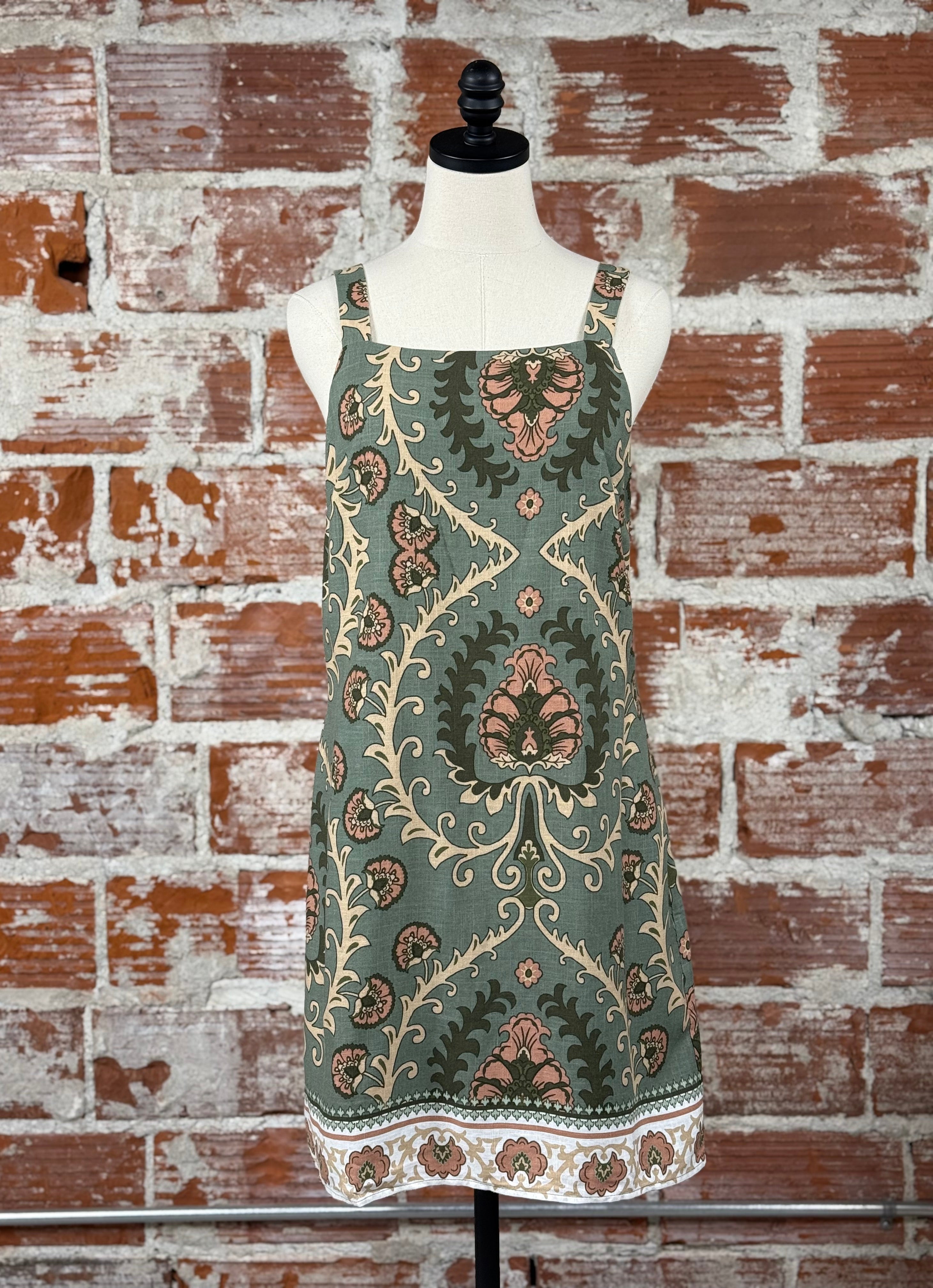 Sanctuary Tapestry Shift Dress in Mezzo Sage-151 Dresses - Short-Little Bird Boutique