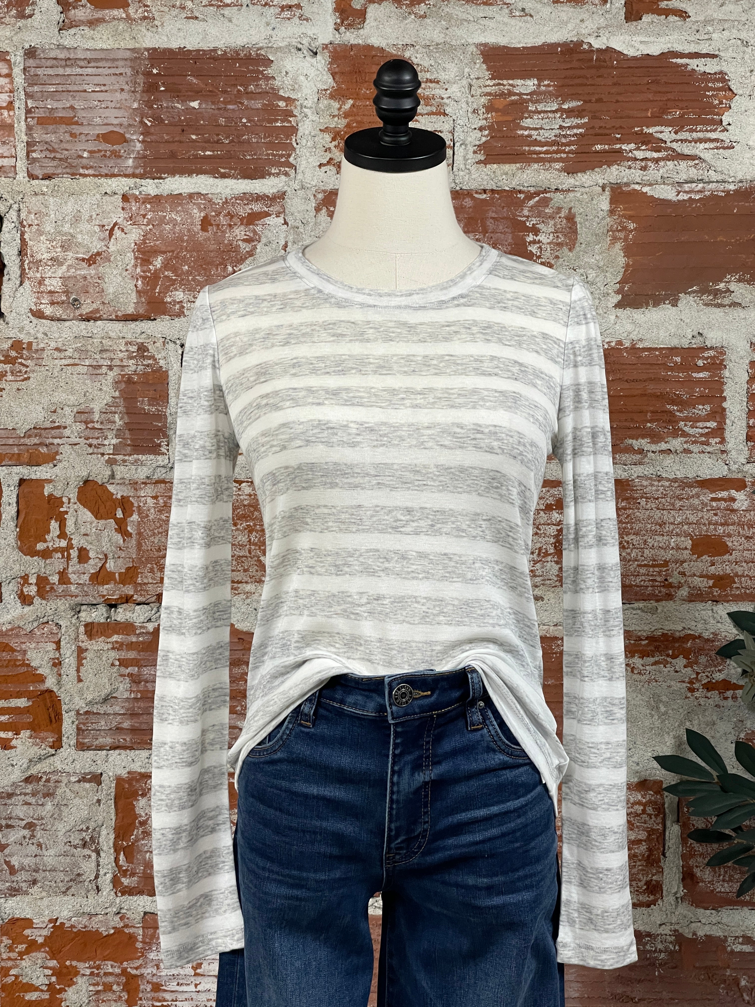 Sanctuary Femme Crew Stripe Tee in Dewey Grey and Chalk-122 - Jersey Tops S/S (Dec - May)-Little Bird Boutique