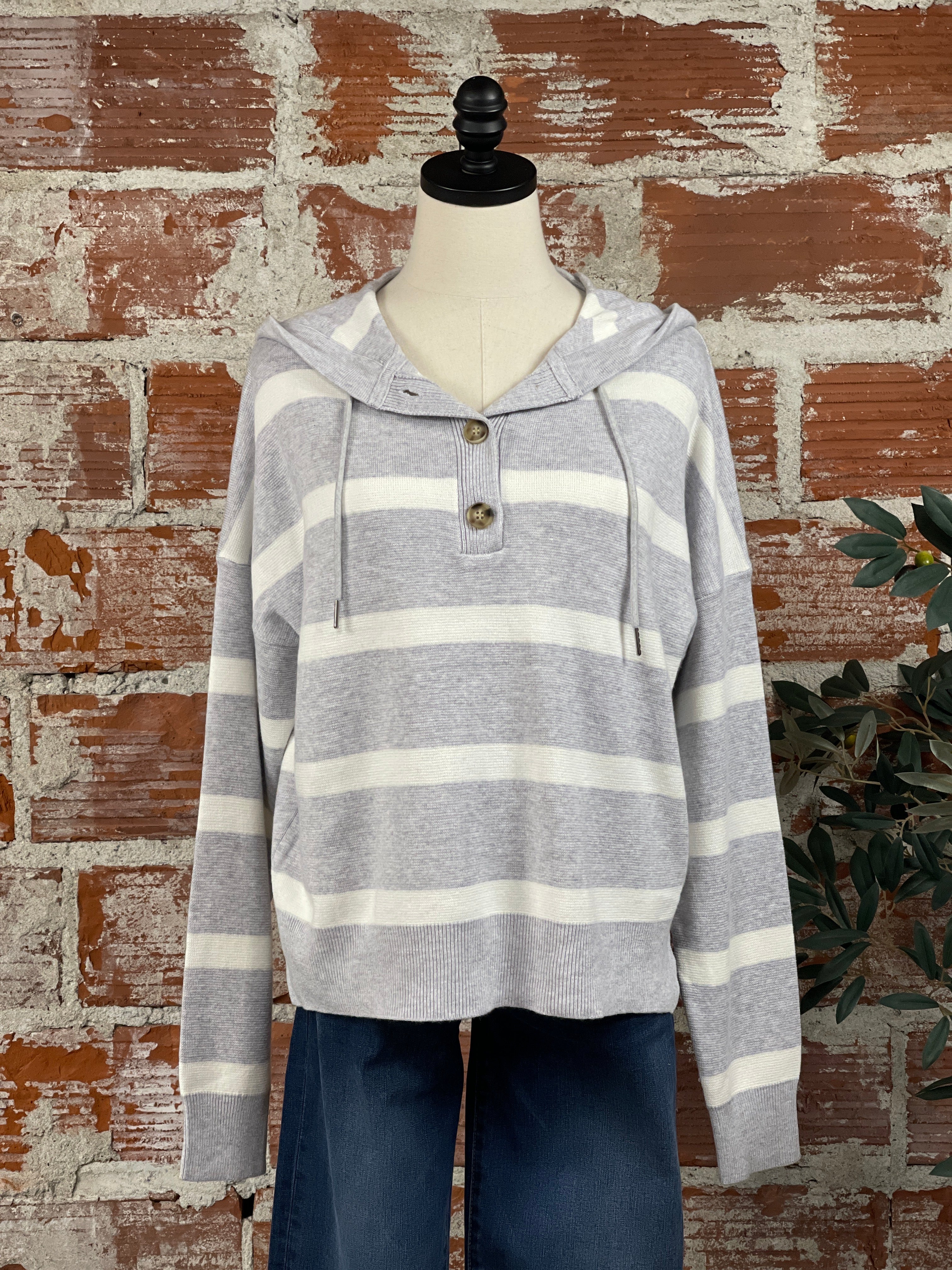 Thread and Supply Brighton Sweater in Grey and White-132 - Sweaters S/S (Dec - May)-Little Bird Boutique