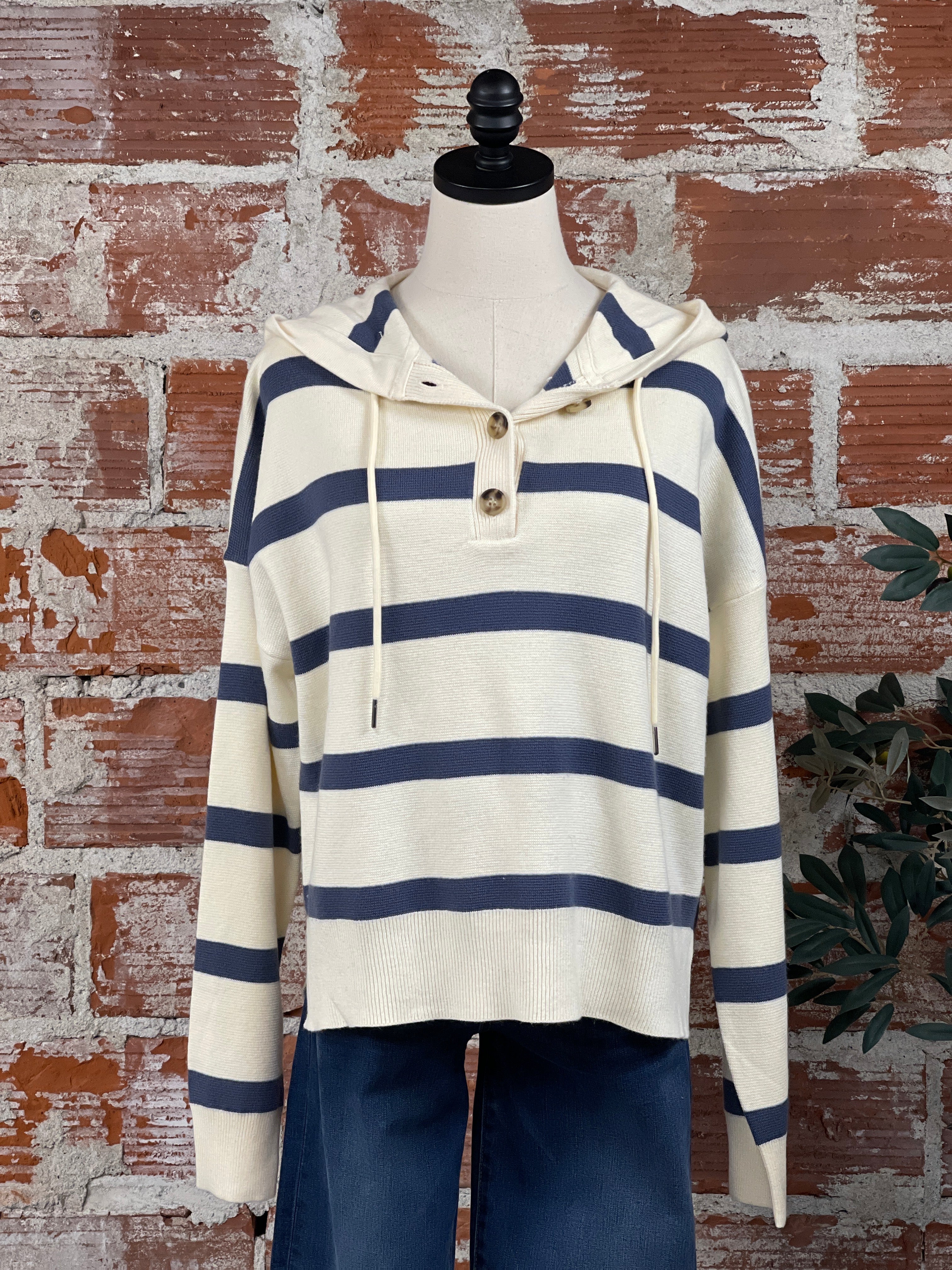 Thread and Supply Brighton Sweater in Blue and White-132 - Sweaters S/S (Dec - May)-Little Bird Boutique