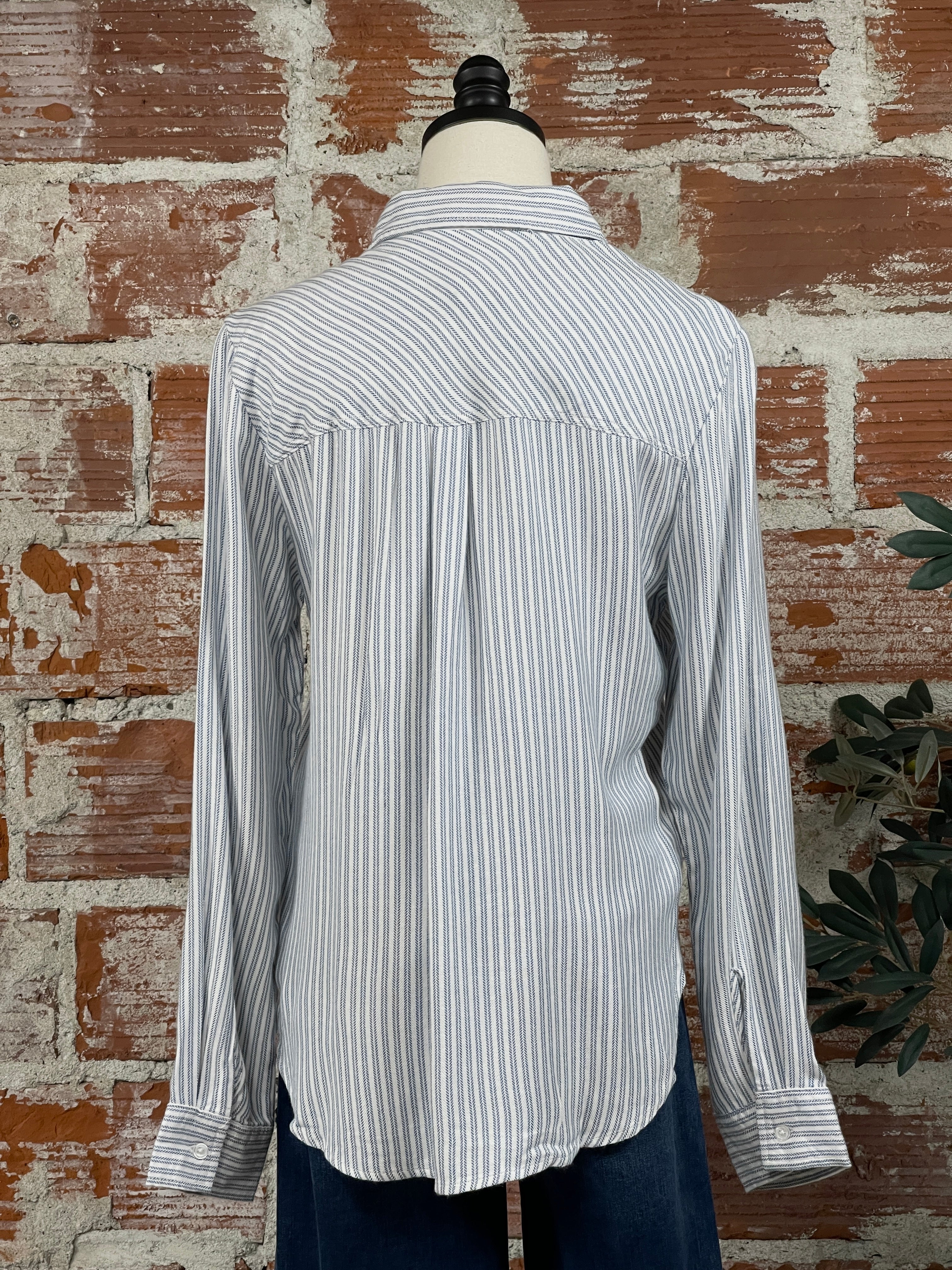 Thread and Supply Myla Shirt in Blue Fin-112 - Woven Top S/S (Dec - May)-Little Bird Boutique