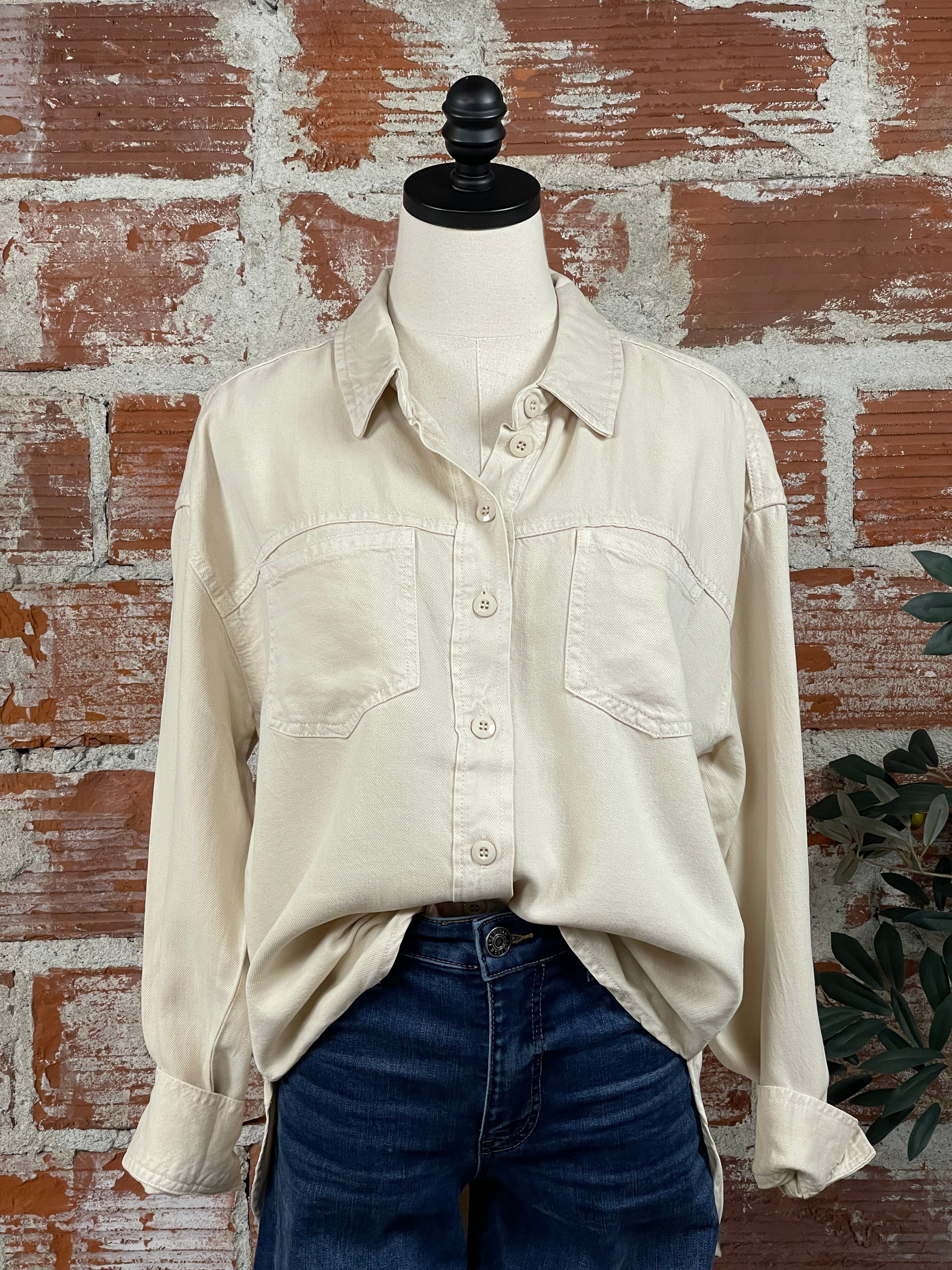 Jak and Rae Braxton Top in Wheat-112 - Woven Top S/S (Dec - May)-Little Bird Boutique