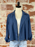 Kut from the Kloth Nadine Crop Blazer Jacket in Ocean Blue-141 Outerwear Coats & Jackets-Little Bird Boutique