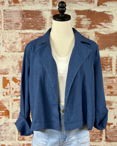 Kut from the Kloth Nadine Crop Blazer Jacket in Ocean Blue-141 Outerwear Coats & Jackets-Little Bird Boutique