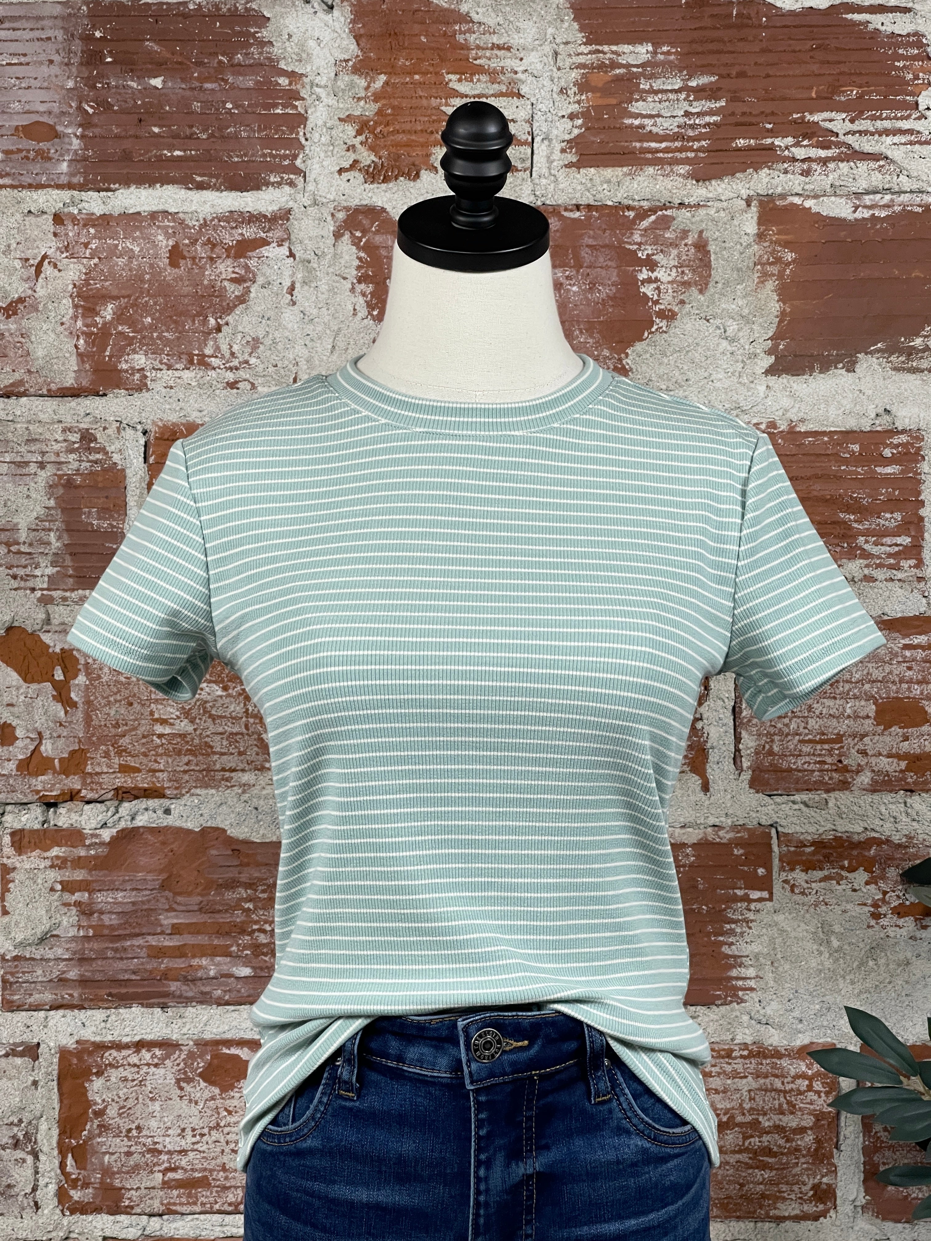 Thread and Supply Annie Top in Teal and Cream-122 - Jersey Tops S/S (Dec - May)-Little Bird Boutique