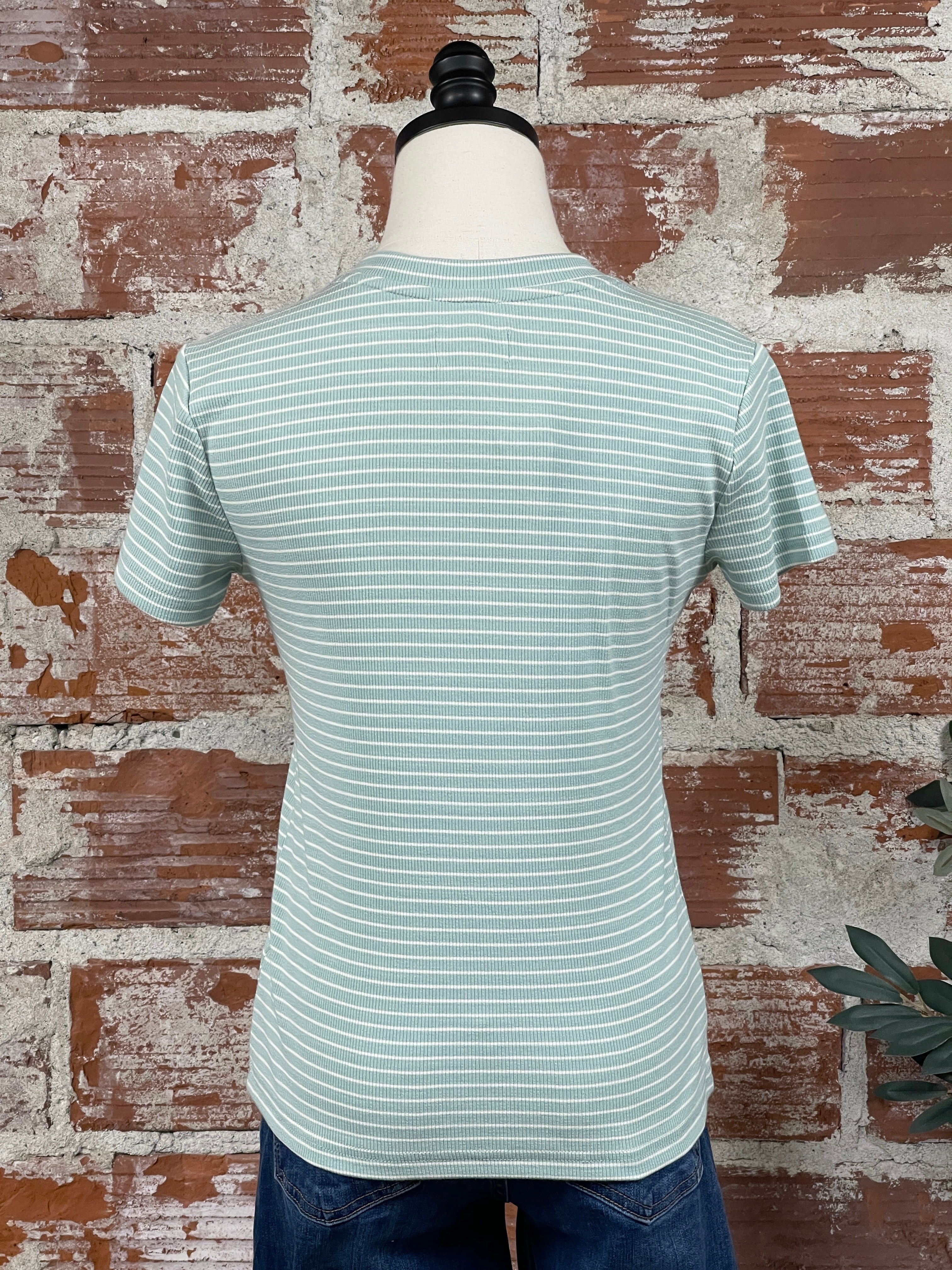 Thread and Supply Annie Top in Teal and Cream-122 - Jersey Tops S/S (Dec - May)-Little Bird Boutique