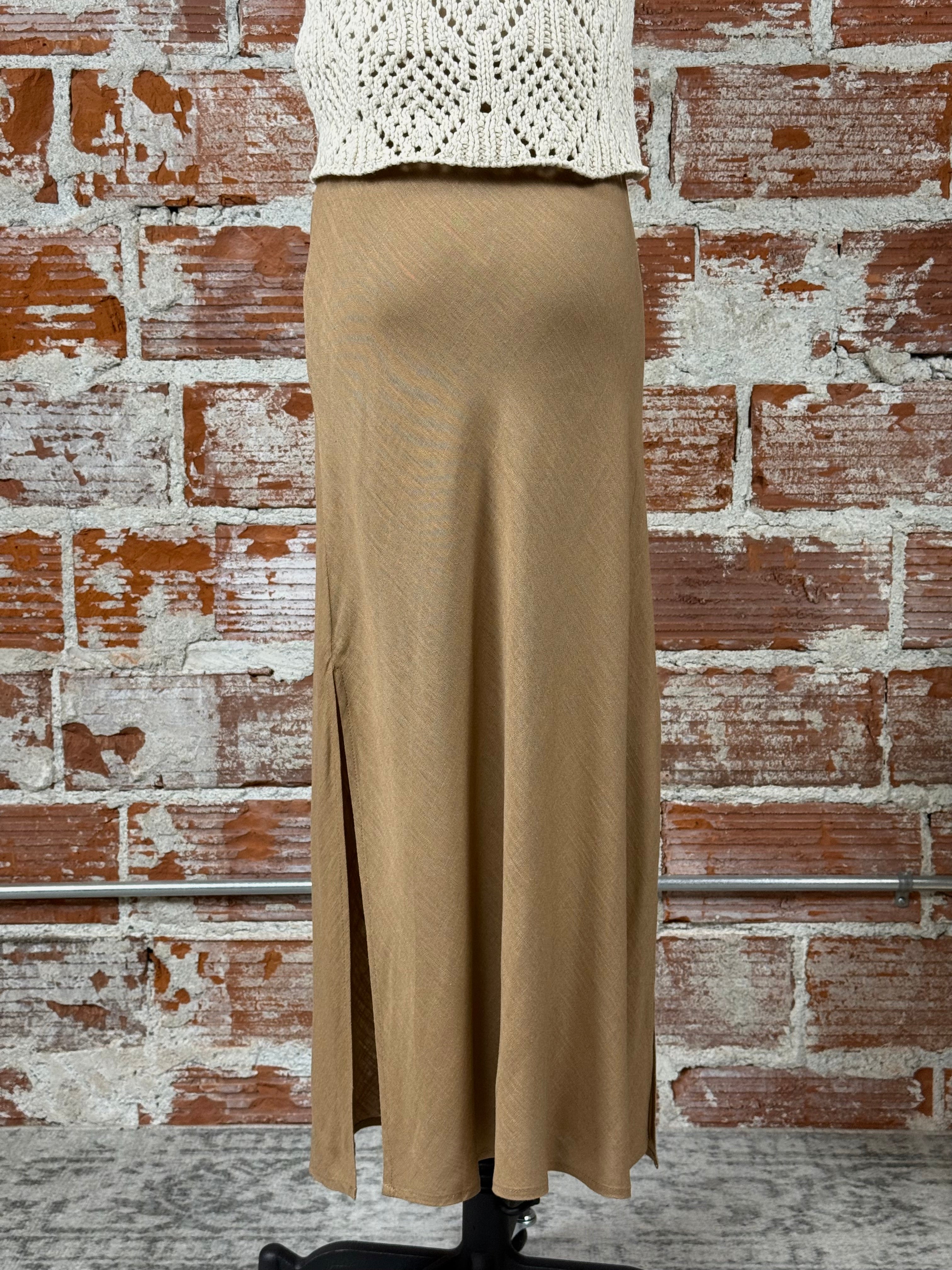 Dex A-Line Skirt in Camel-231 Skirts-Little Bird Boutique
